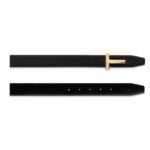 TOM FORD GRAIN LEATHER AND SMOOTH LEATHER REVERSIBLE T BELT 30 MM BLACK