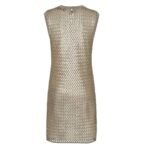 FENDI GOLD-COLORED SEQUIN AND TULLE DRESS
