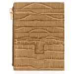 TOM FORD STAMPED CROCODILE LEATHER ZIPPED CARD HOLDER SAFARI BEIGE