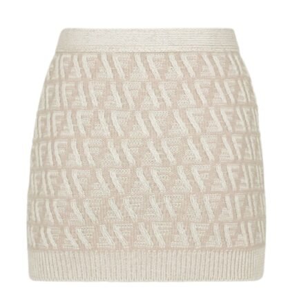 FENDI FF CASHMERE AND WOOL MINI SKIRT