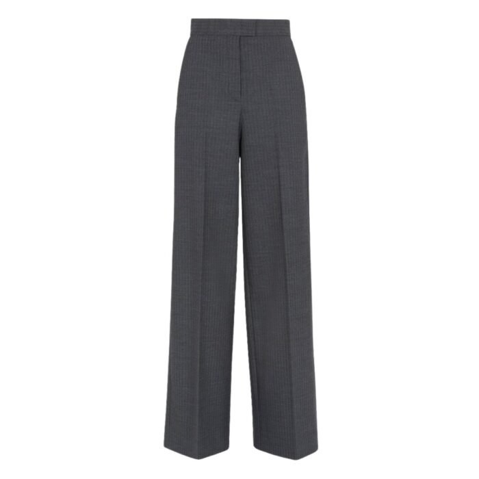 FENDI PANTS GRAY PINSTRIPED WOOL PANTSY