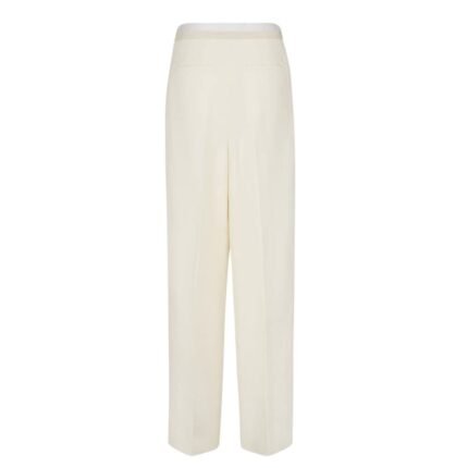 FENDI PANTS WHITE WOOL AND SILK
