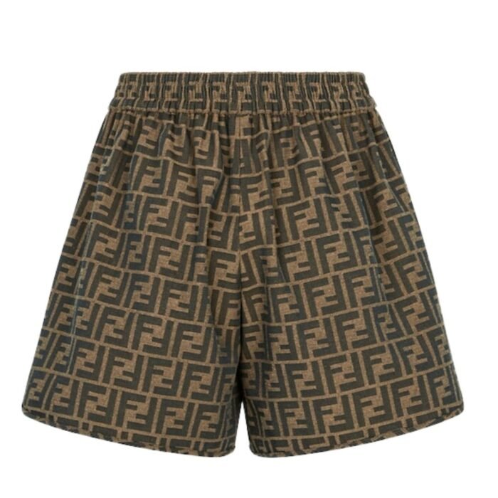 FENDI BROWN CANVAS SHORTS