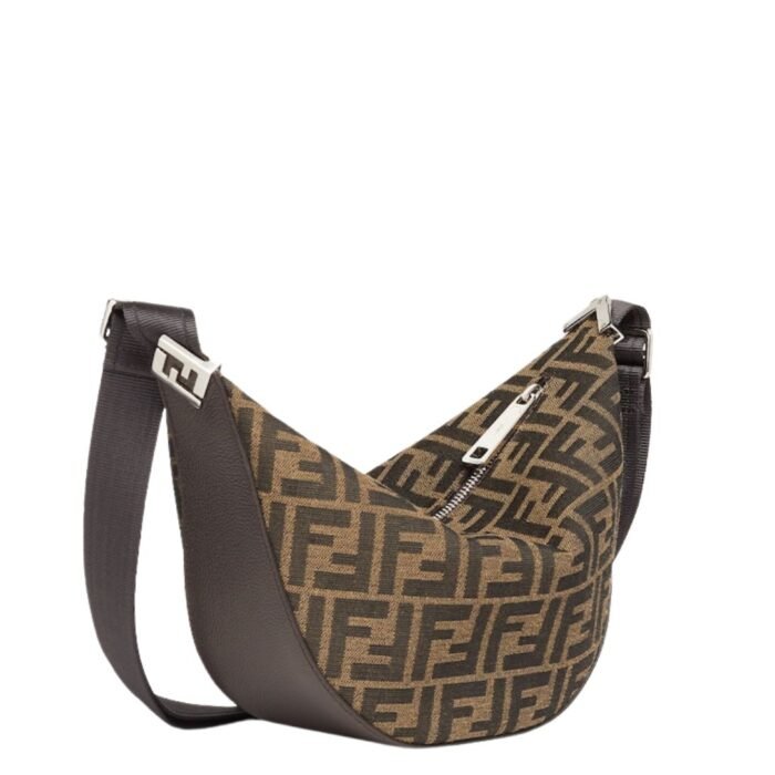 FENDI FF JACQUARD MELON SMALL BROWN BAG