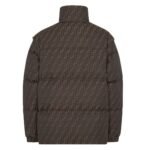 FENDI BROWN FF JACQUARD NYLON PUFFER JACKET