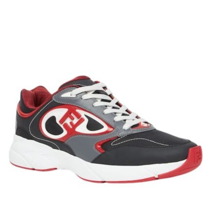 FENDI FORWARD SNEAKERS MESH AND LEATHER LOW-TOPS