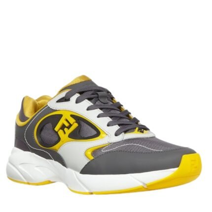 FENDI FORWARD SNEAKERS MESH AND LEATHER LOW-TOPS