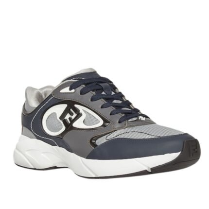 FENDI FORWARD SNEAKERS MESH AND LEATHER LOW-TOPS