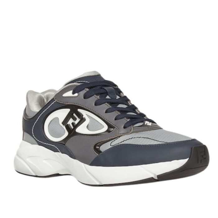 FENDI FORWARD SNEAKERS MESH AND LEATHER LOW-TOPS
