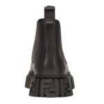 FENDI FORCE BROWN FF JACQUARD AND BLACK LEATHER CHELSEA BOOTS