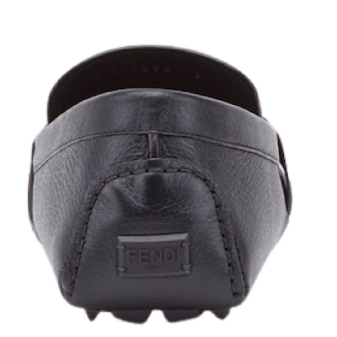 2 FENDI FF SQUARED BLACK LEATHER DRIVERS