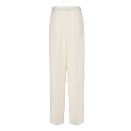 FENDI PANTS WHITE WOOL AND SILK