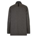 FENDI BROWN WAXED FF JACQUARD BLOUSON