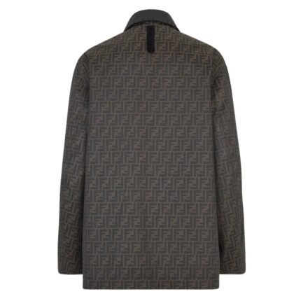 FENDI BROWN WAXED FF JACQUARD BLOUSON