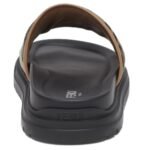 FENDI DIAGONAL SLIDES FF JACQUARD AND LEATHER SLIDES