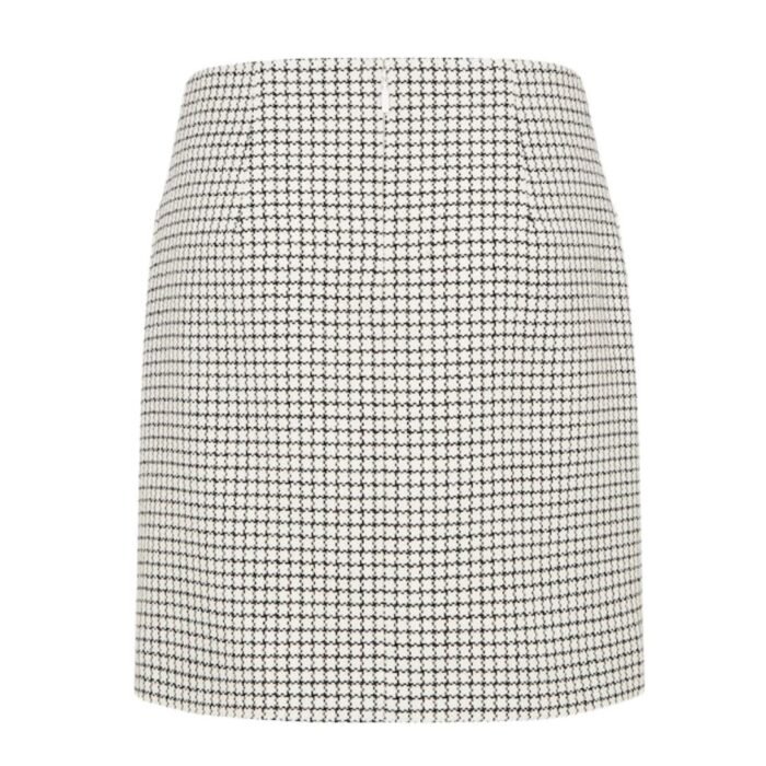 FENDI WHITE CHECK WOOL MINI SKIRT