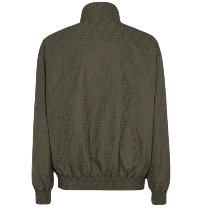 FENDI GREEN FF NYLON BOMBER JACKET