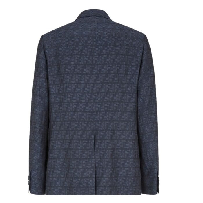 FENDI JACKET BLUE FF LABYRINTH JACQUARD BLAZER