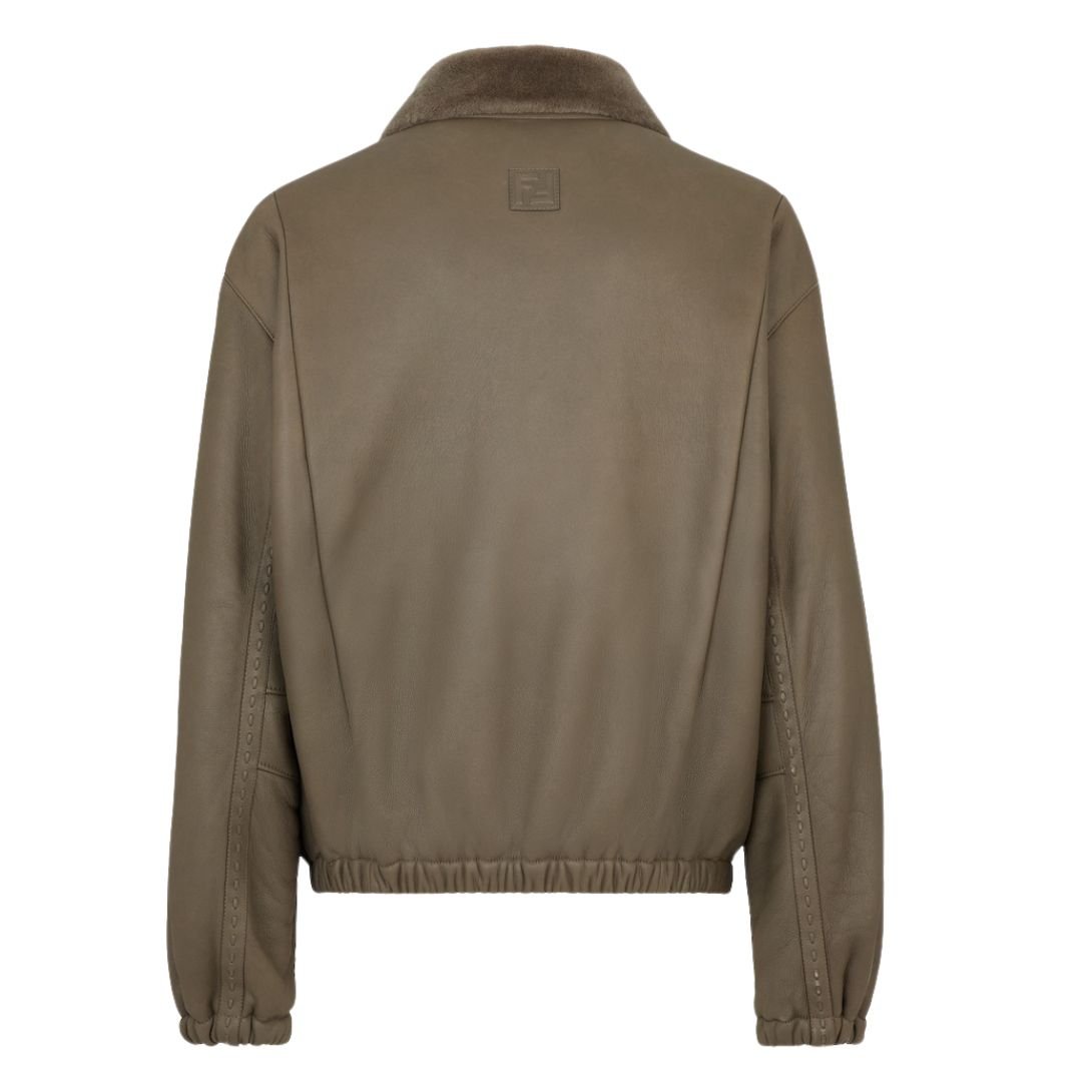 2 FENDI DOVE GRAY SHEARLING BLOUSON