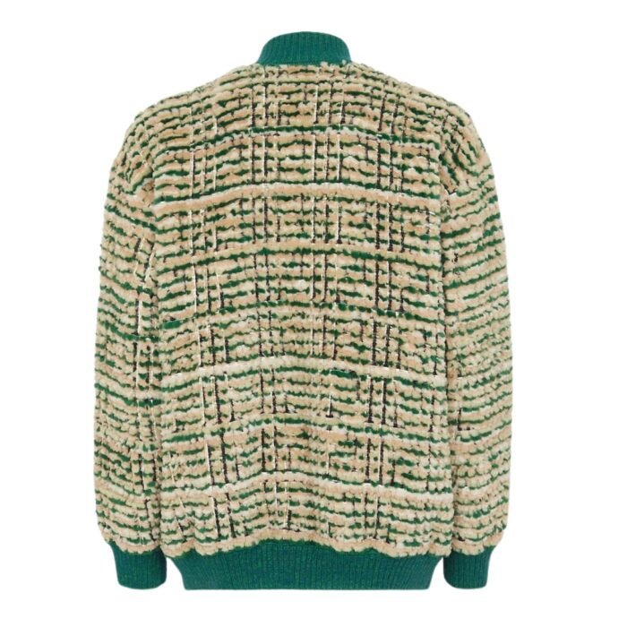 FENDI GREEN LEATHER AND MINK CARDIGAN