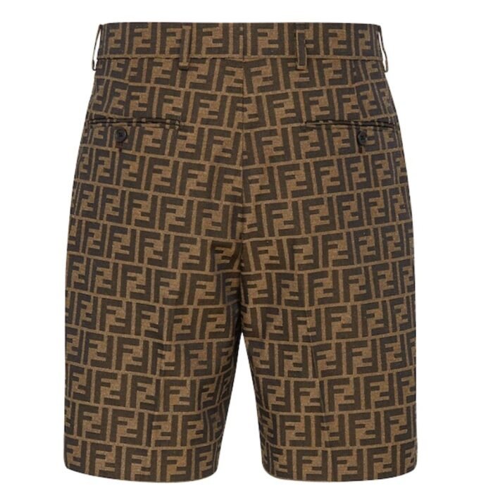 FENDI BERMUDAS FF JACQUARD FABRIC PANTS