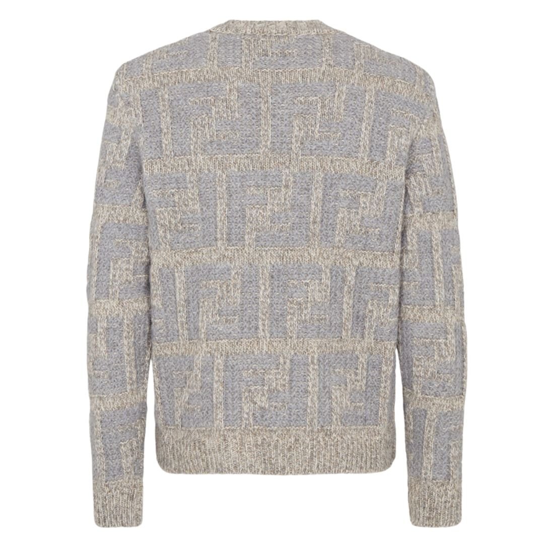 2 FENDI SWEATER GRAY ALPACA AND WOOL FF PULLOVER