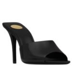 SAINT LAURENT GOLDIE MULES IN GLAZED LEATHER