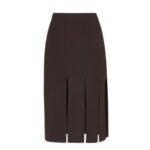 FENDI BURGUNDY GRAIN DE POUDRE WOOL SKIRT