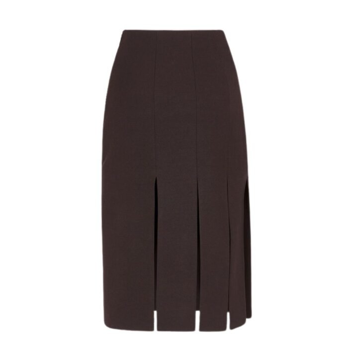 FENDI BURGUNDY GRAIN DE POUDRE WOOL SKIRT