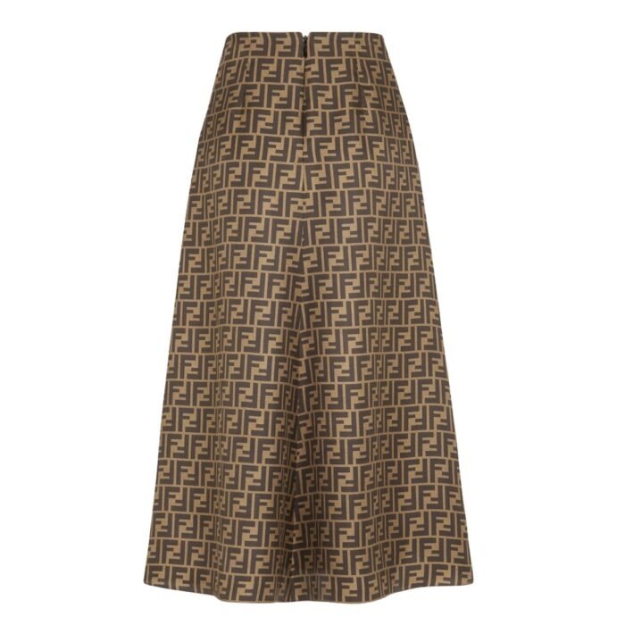 FENDI BROWN FF TWILL SKIRT