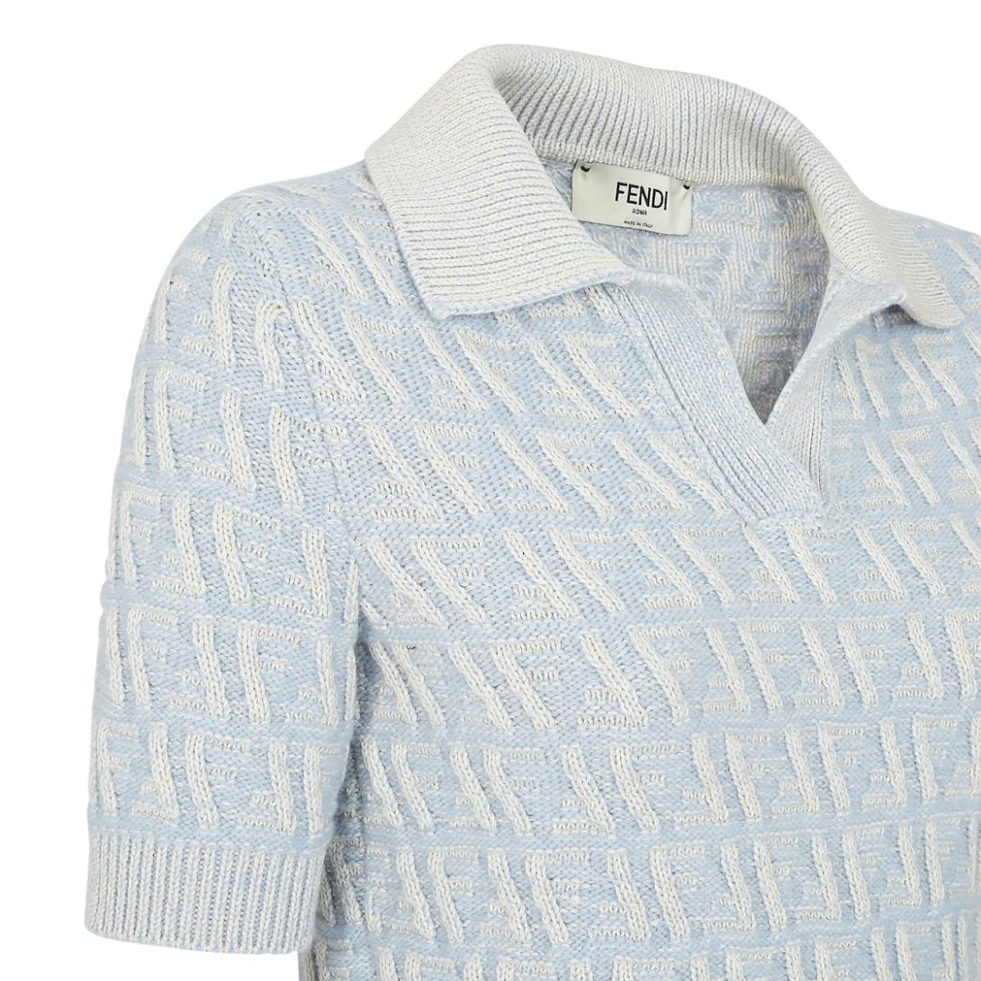 3 FENDI SWEATER FF WOOL AND CASHMERE POLO SHIRT