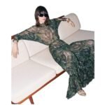 SAINT LAURENT LONG DRESS IN PAISLEY SILK CREPON