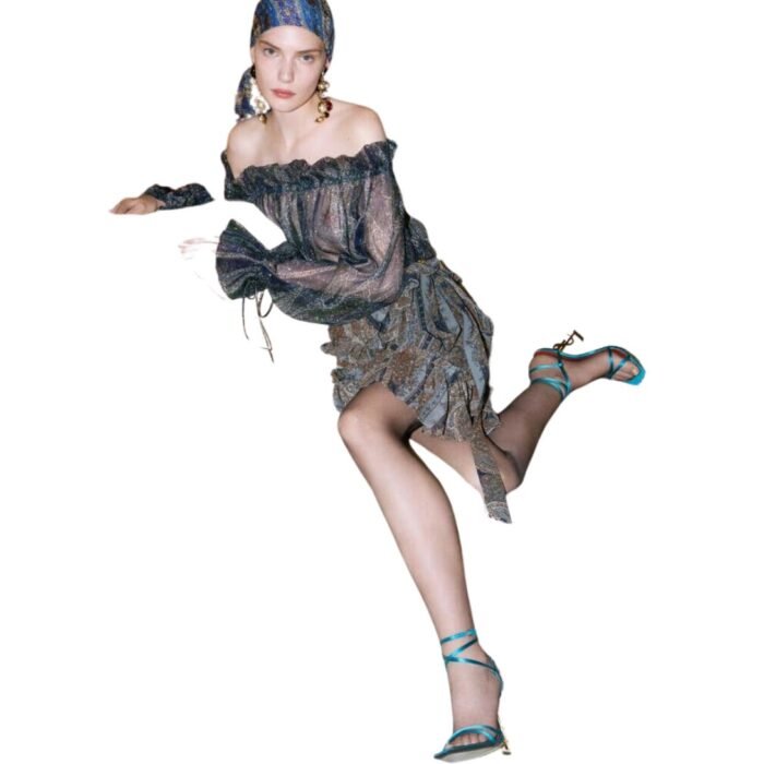 SAINT LAURENT WRAP SKIRT IN PAISLEY SILK GEORGETTE