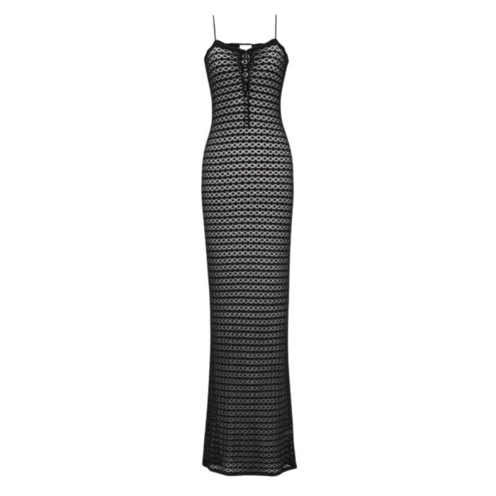SAINT LAURENT LONG DRESS IN POINTELLE KNIT