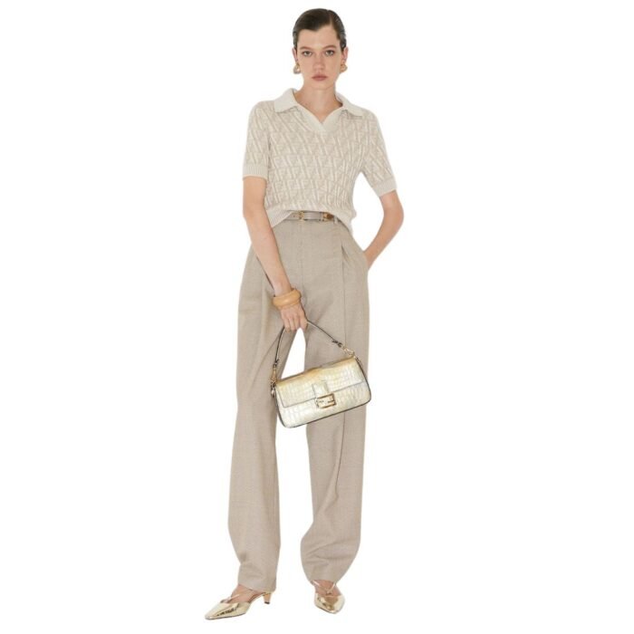 FENDI MICRO CHECK WOOL PANTS