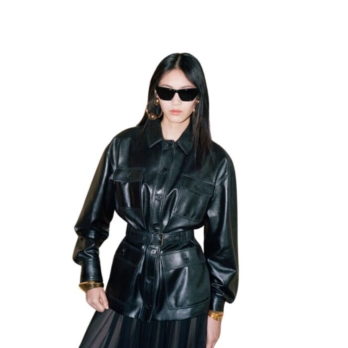 SAINT LAURENT SAHARIENNE JACKET IN SHINY LAMBSKIN