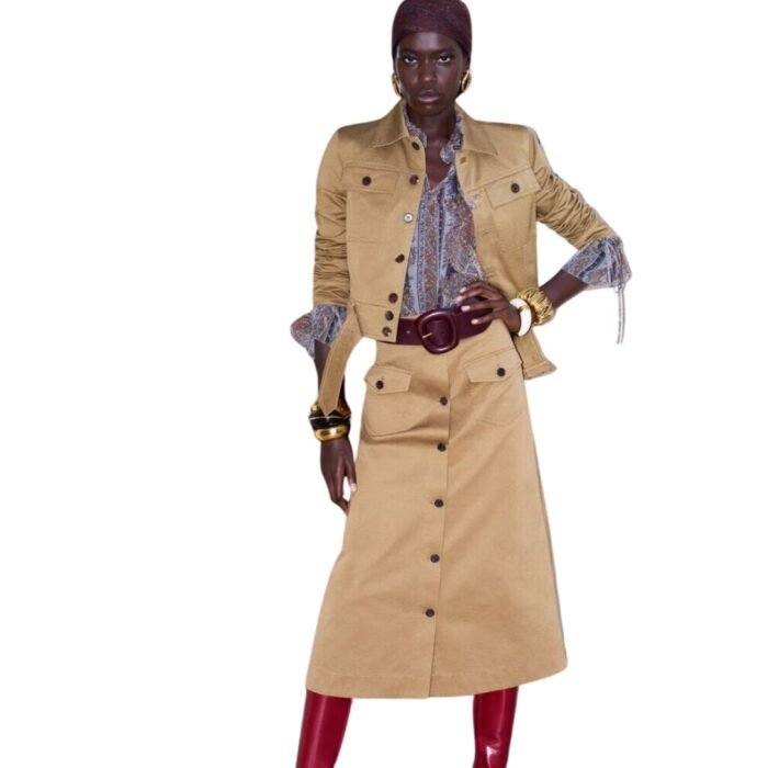 SAINT LAURENT CROPPED JACKET IN COTTON SERGE