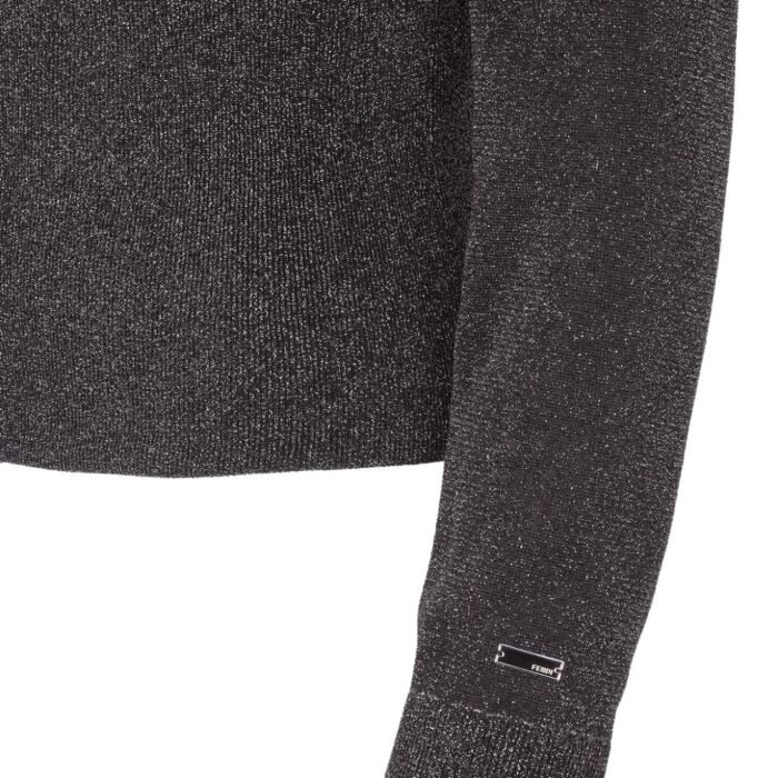 FENDI CARDIGAN BLACK METALLIC YARN JERSEY