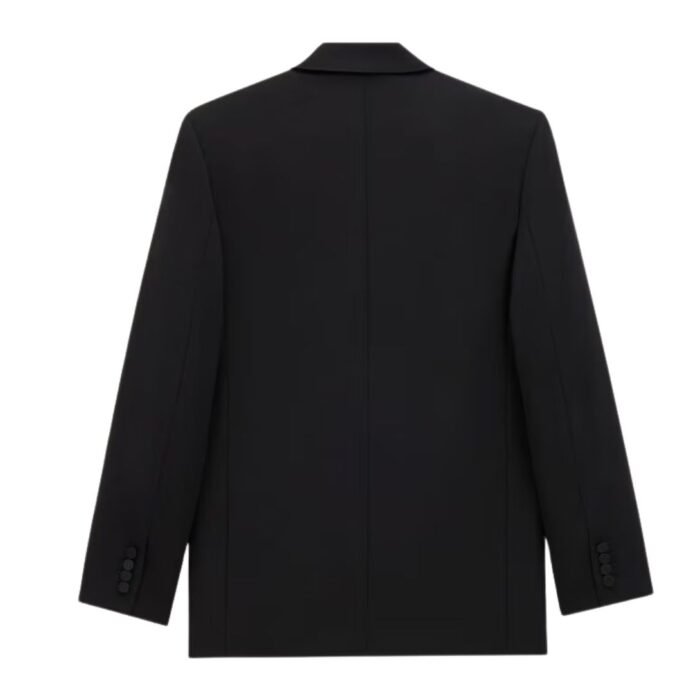 SAINT LAURENT TUXEDO JACKET IN GRAIN DE POUDRE