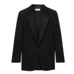 SAINT LAURENT TUXEDO JACKET IN GRAIN DE POUDRE