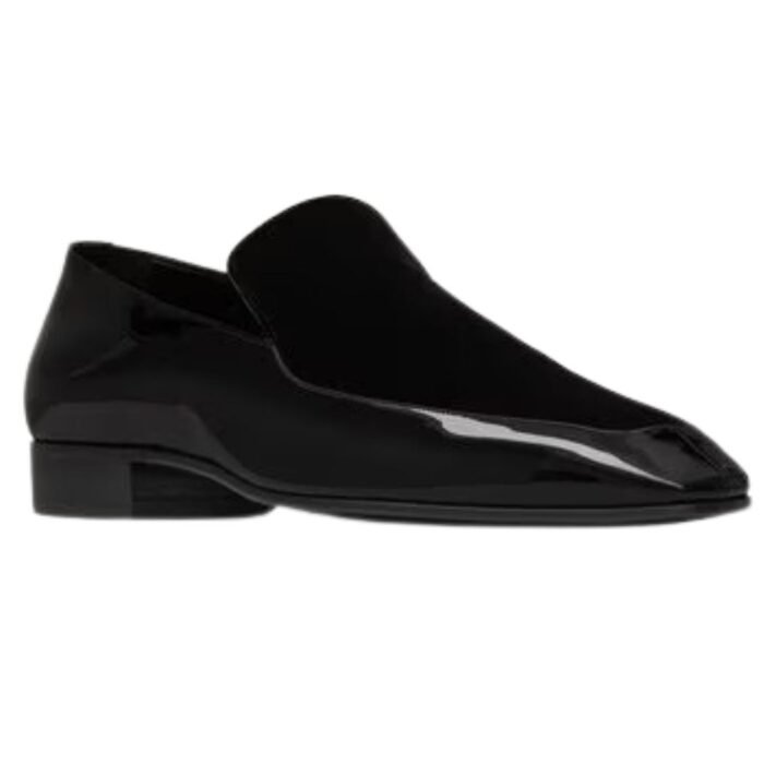 SAINT LAURENT GABRIEL LOAFERS IN PATENT LEATHER AND VELVET