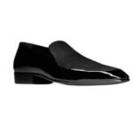 SAINT LAURENT GABRIEL LOAFERS IN PATENT LEATHER AND SILK SATIN