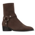 SAINT LAURENT WYATT HARNESS BOOTS IN SUEDE
