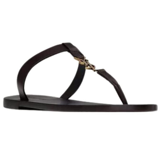 SAINT LAURENT CASSANDRE SLIDES IN SMOOTH LEATHER