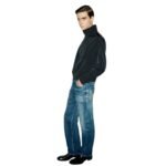 SAINT LAURENT HIGH RISE JEANS IN HERITAGE VINTAGE BLUE DENIM