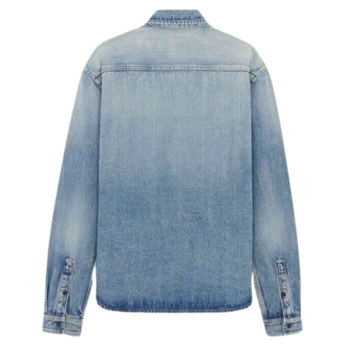 SAINT LAURENT CASSANDRE OVERSHIRT IN TROUVILLE BEACH BLUE DENIM