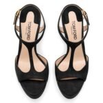 TOM FORD SUEDE LEATHER ANGELINA PLATFORM SANDAL BLACK