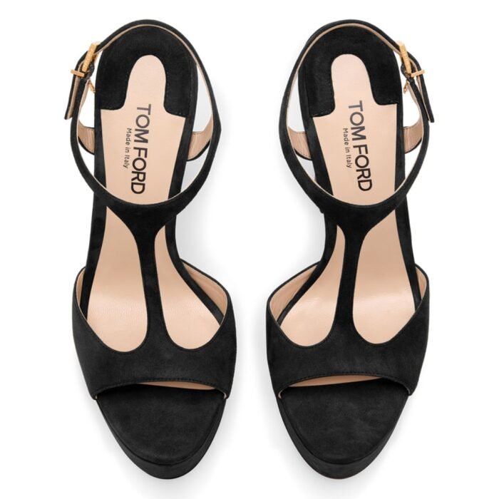 TOM FORD SUEDE LEATHER ANGELINA PLATFORM SANDAL BLACK