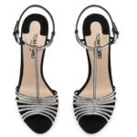 TOM FORD CRYSTAL EMBELLISHED SUEDE LEATHER JERRY SANDAL BLACK