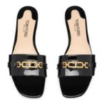 TOM FORD PATENT LEATHER WHITNEY SLIDE BLACK